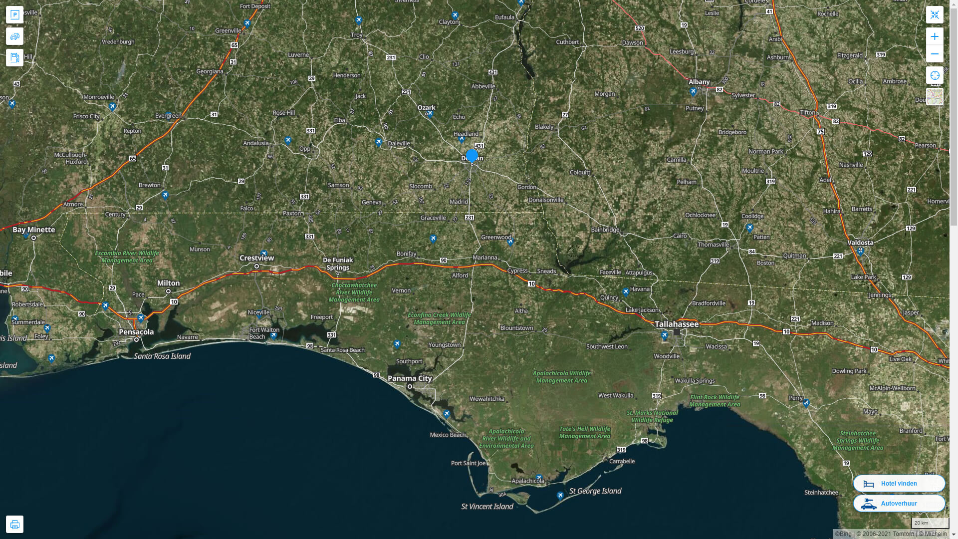 Main Road and Street Map of Dothan in Alabama